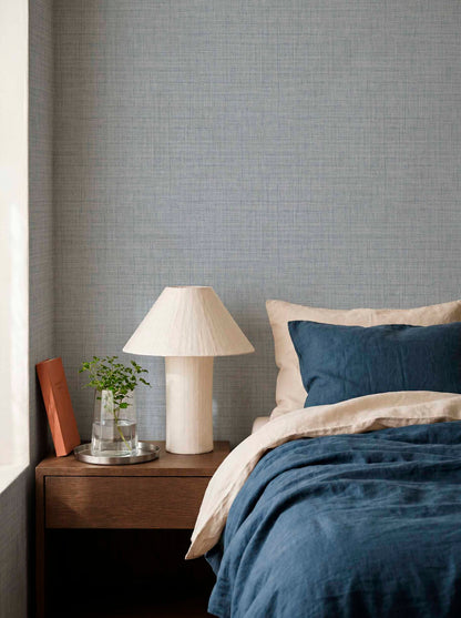 Fibrae-III contract wallcovering by Coordonné in Blue/Navy 64945104, shown in a styled room