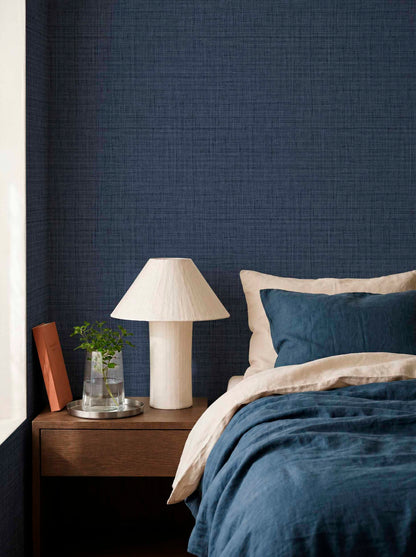 Fibrae-III contract wallcovering by Coordonné in Blue/Navy 64945136, shown in a styled room