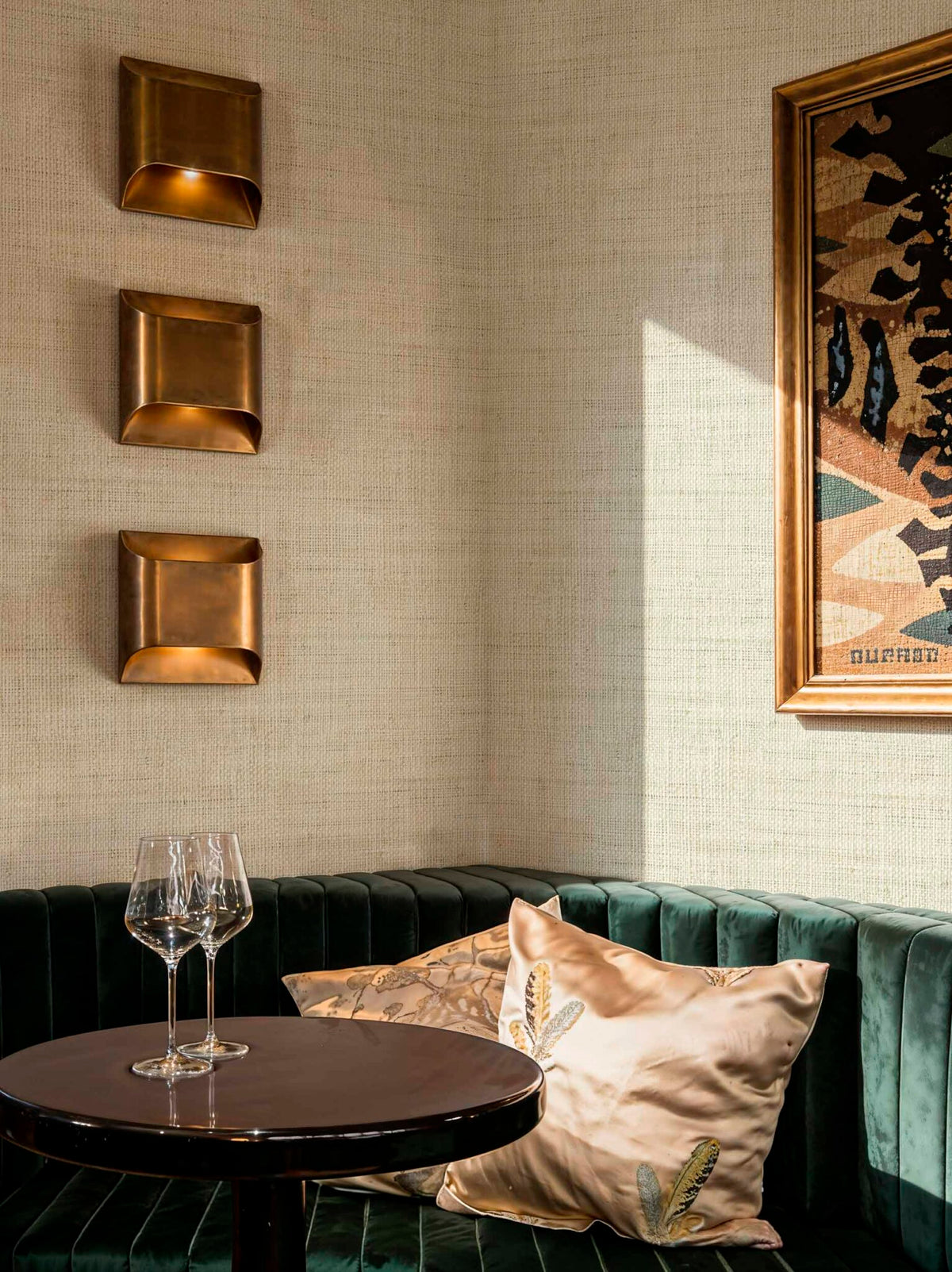 Fibrae-IV contract wallcovering by Coordonné in Beige/Nude 64945303, shown in a styled room