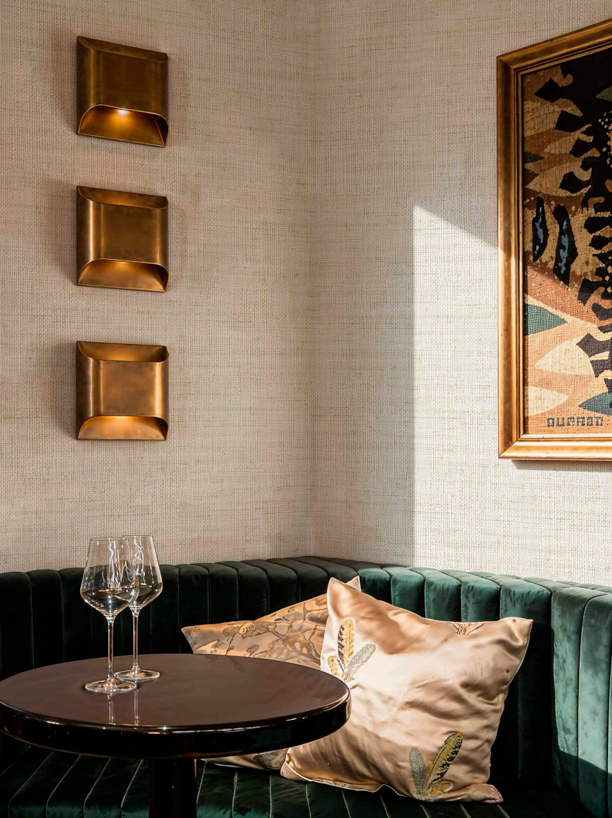 Fibrae-IV contract wallcovering by Coordonné in Beige/Nude 64945311, shown in a styled room