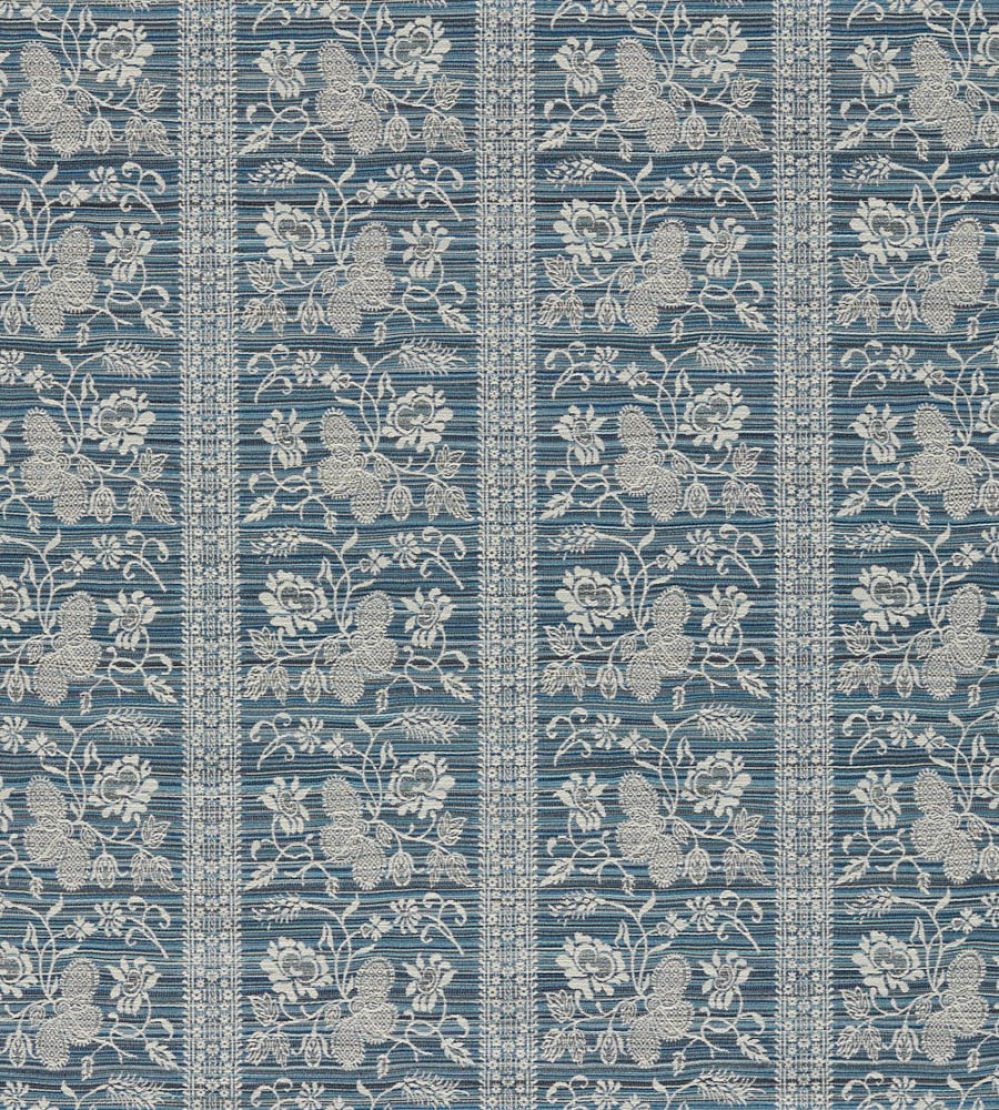 Filigree Bellagio Stripe Fabric by Zoffany Blue Stone
