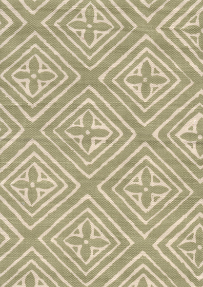 Fiorentina Celadon on White fabric by China Seas