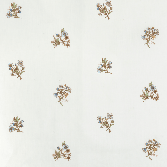 Flax & Field Posy Linen Voile Fabric by Volga Linen in Multi/Ivory White
