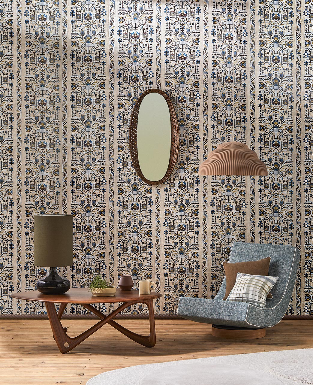 Fleurs de Givre Wallpaper by Pierre Frey shown in a room setting (view 1)