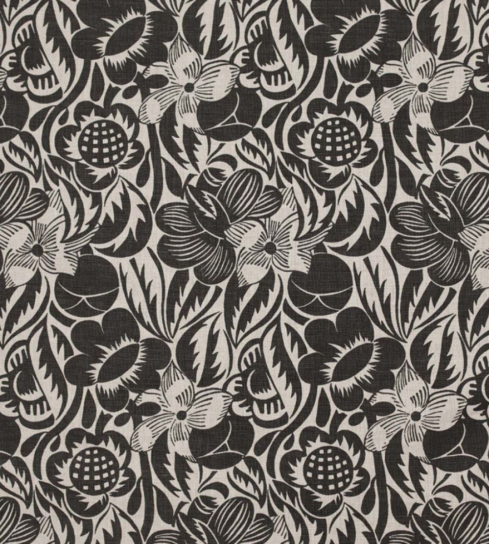 Fleurs Etoilees Fabric by Christopher Farr Cloth Charcoal