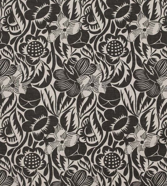 Fleurs Etoilees Fabric by Christopher Farr Cloth Charcoal