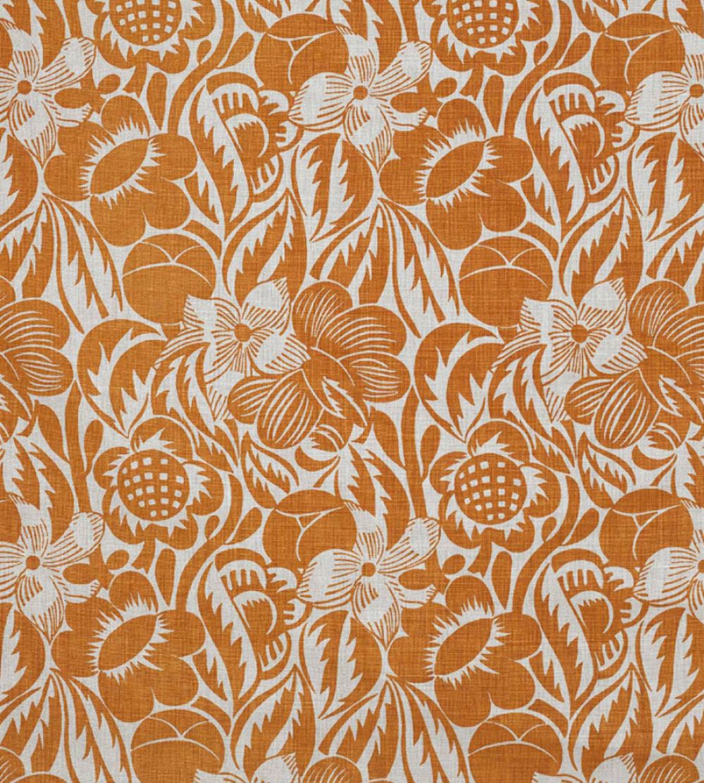 Fleurs Etoilees Fabric by Christopher Farr Cloth Orange