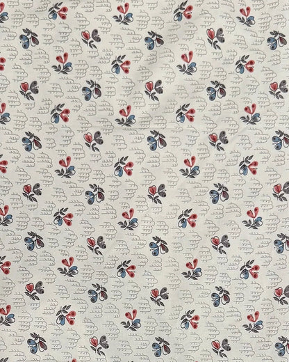 Fleurs de Jouy Fabric by Fleurons d'Hélène in Bleu Parme