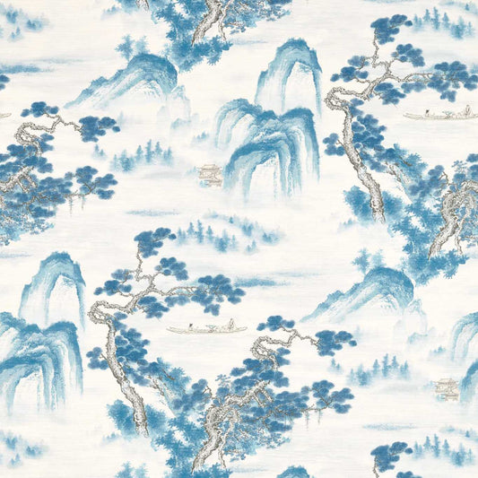 Floating Mountains (on Unique Ground) Indigo mural by Zoffany