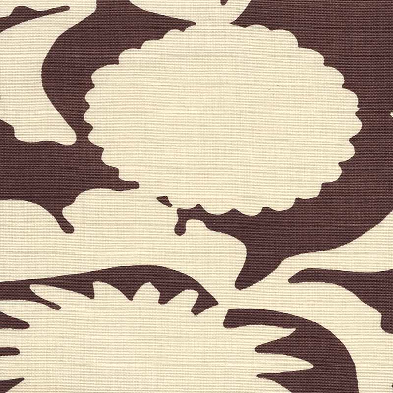 Flora Background New Brown fabric by China Seas
