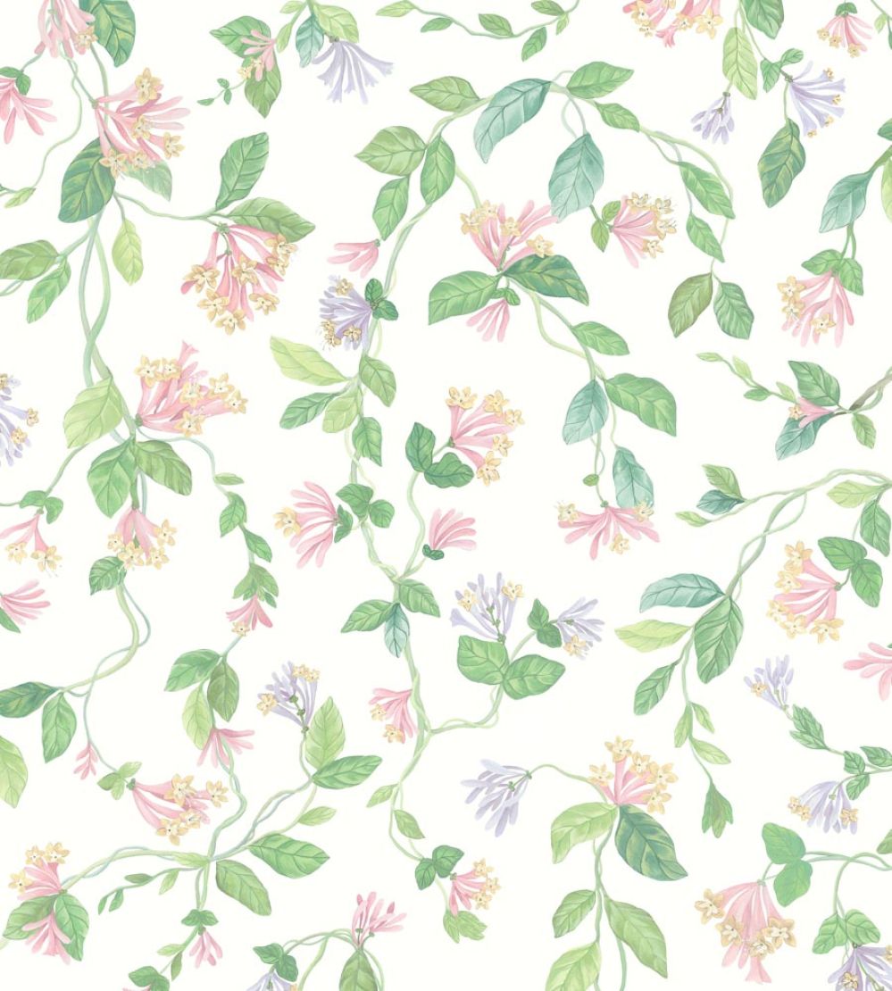 Flora Wallpaper by Cole & Son Blush, Sage, & Mulberry on Cream