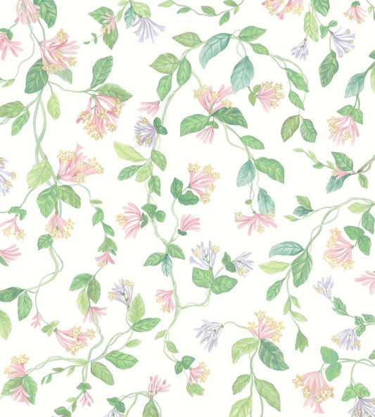 Flora Wallpaper by Cole & Son Blush, Sage, & Mulberry on Cream