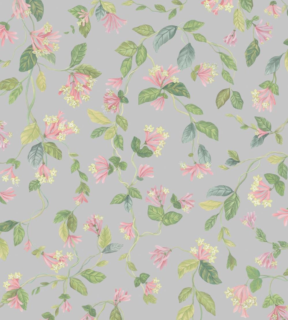 Flora Wallpaper by Cole & Son Rose & Olive on Grey