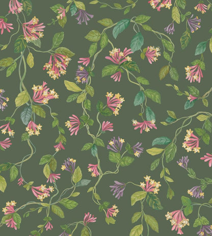 Flora Wallpaper by Cole & Son Fuchsia on Racing Green