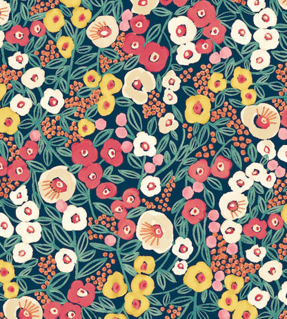 Flora Ditsy Wallpaper by Ohpopsi Indigo & Coral