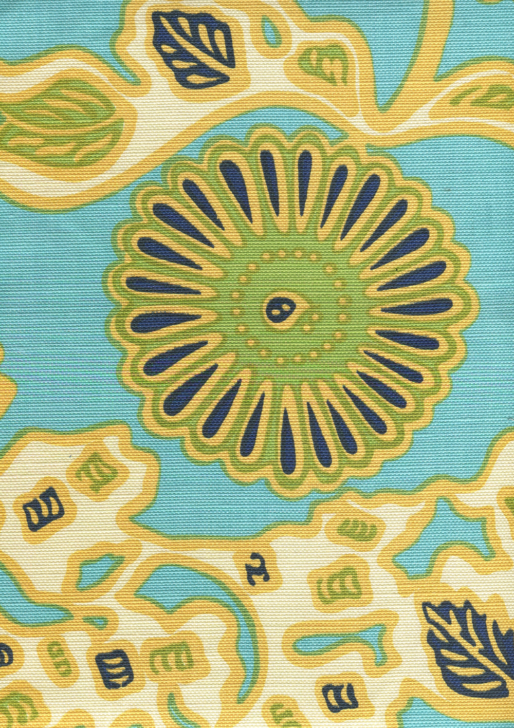 Flora II Turquoise Yellow Green Blue fabric by China Seas