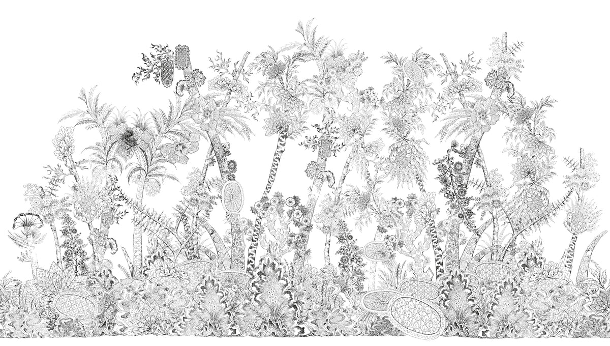 Flora Black & White mural by Bien Fait