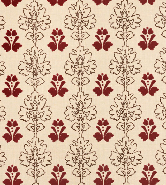 Floral Block Wallpaper by Barneby Gates Chocolate/Red