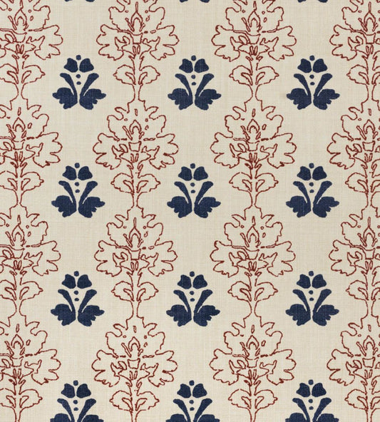 Floral Block Fabric by Barneby Gates Red/Navy
