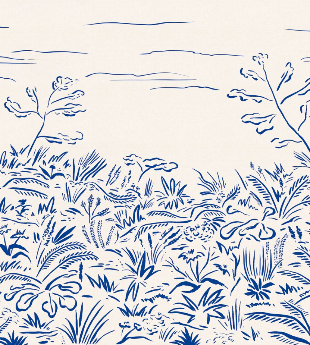 Floral Cave Mural by Tres Tintas Blue