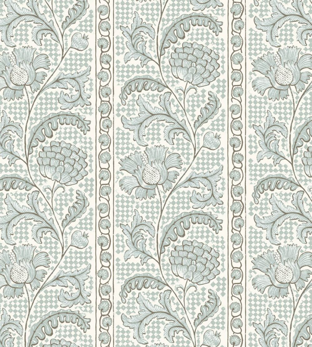 Floral Check Wallpaper by Josephine Munsey Barton Blue and Cotswold White