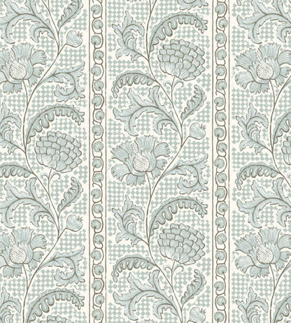 Floral Check Wallpaper by Josephine Munsey Barton Blue and Cotswold White