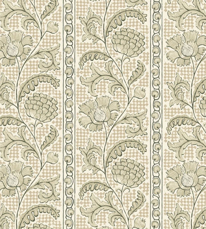 Floral Check Wallpaper by Josephine Munsey Maitland Green and Cotswold White