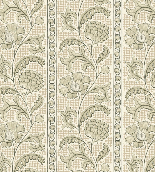Floral Check Wallpaper by Josephine Munsey Maitland Green and Cotswold White