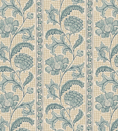 Floral Check Wallpaper by Josephine Munsey Osney Blue and Salt Ridge