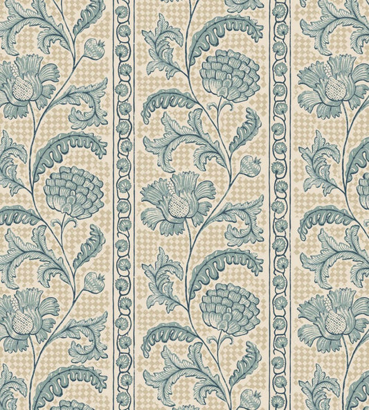 Floral Check Wallpaper by Josephine Munsey Osney Blue and Salt Ridge