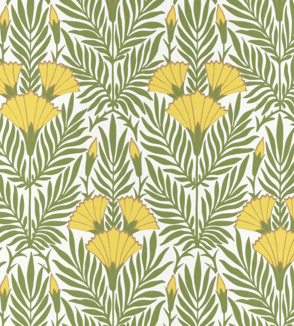 Floral Fanfare Wallpaper by 1838 Wallcoverings Vivid Yellow