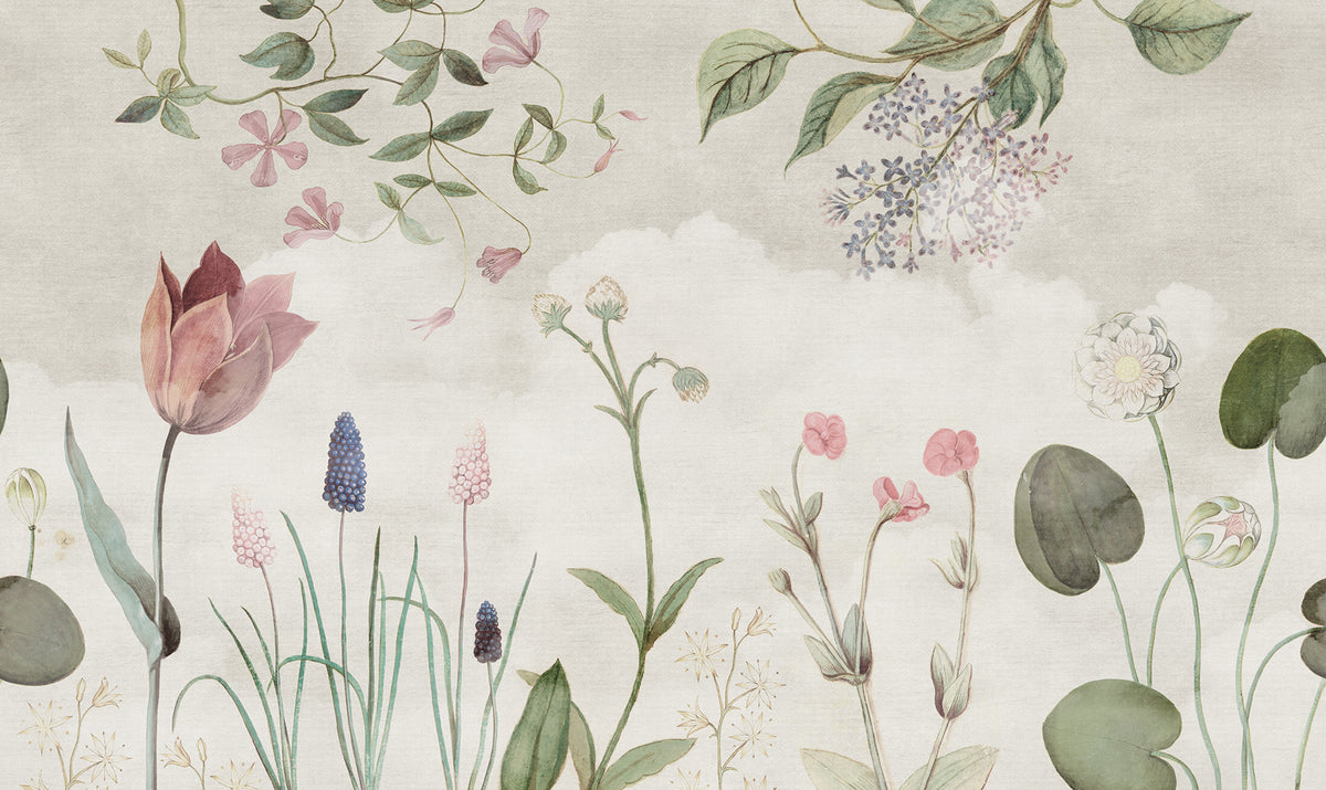 Floral Nostalgia Pastel mural by Rebel Walls