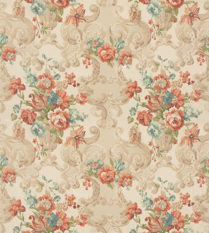 Floral Rococo Cotton Fabric by Mulberry Home Red/Green