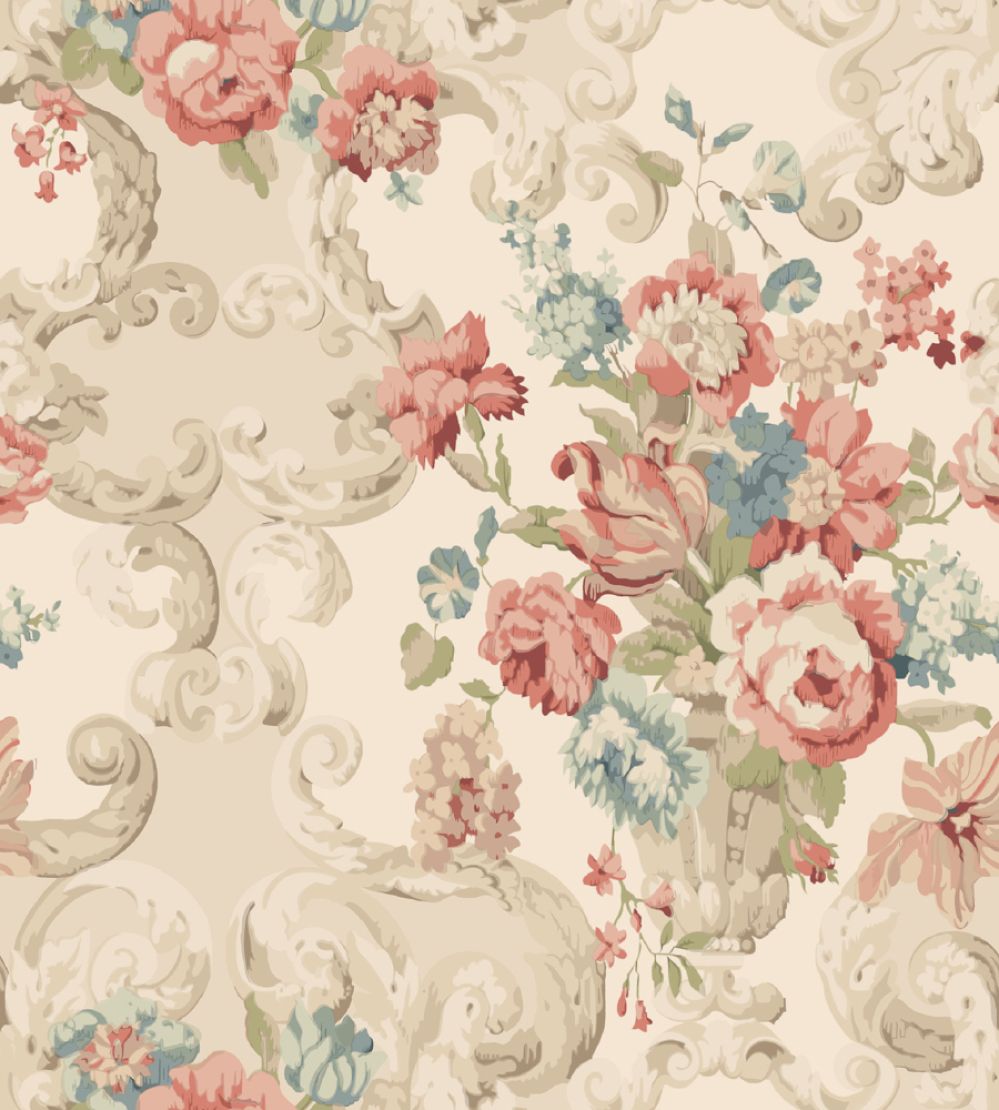 Floral Rococo Wallpaper by Mulberry Home Red / Green