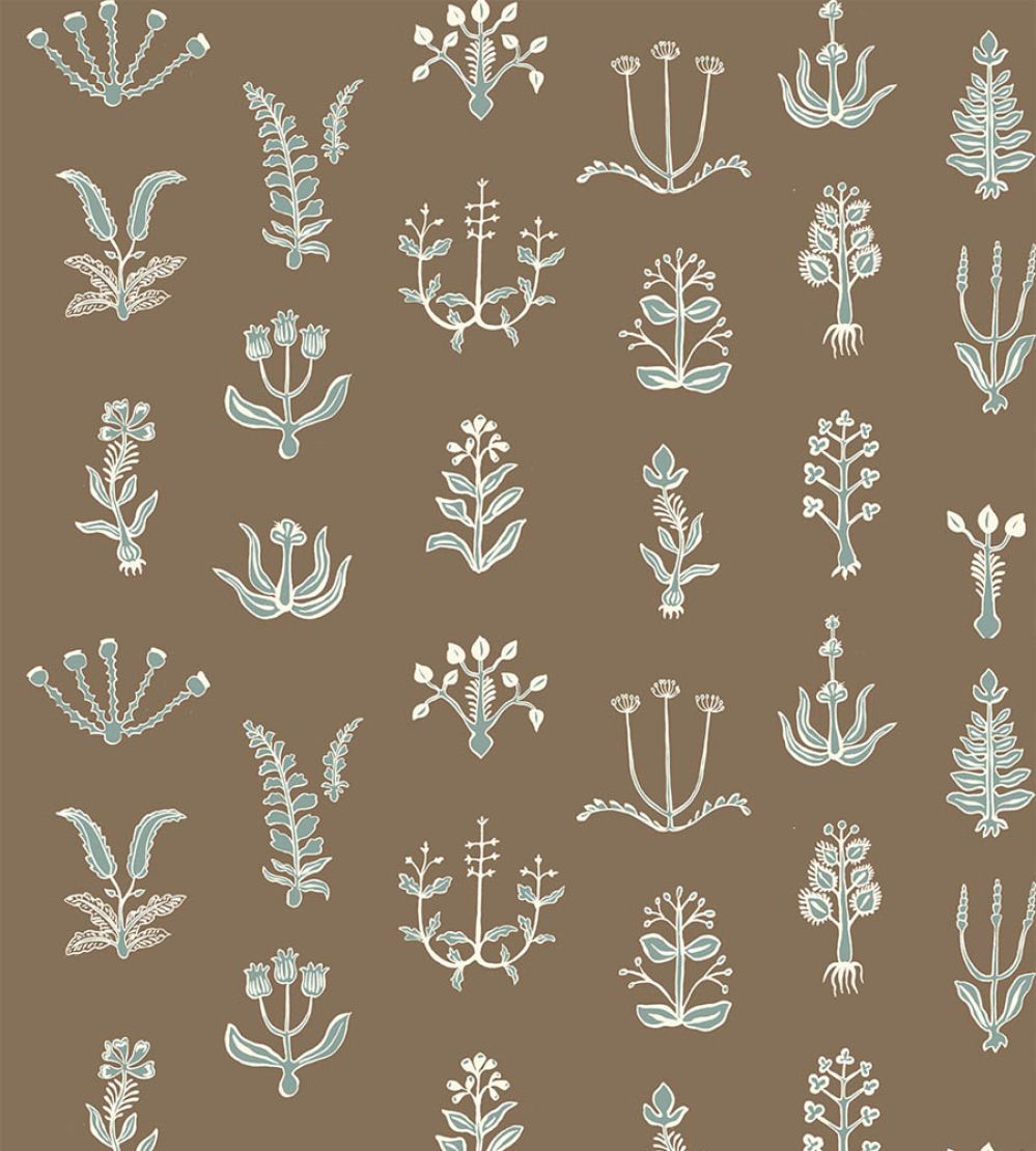 Floral Spot Wallpaper by Josephine Munsey Osney Blue/Kemp Brown