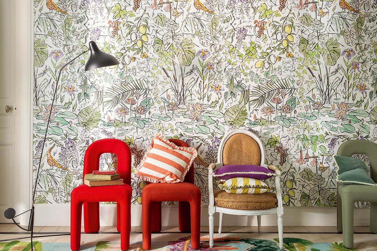 Flore Wallpaper by Pierre Frey shown in a room setting (view 1)