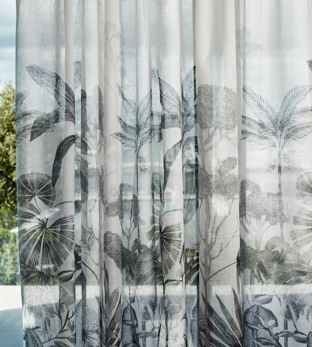 Floreana Sheer Fabric by Harlequin Black Earth/Tranquility
