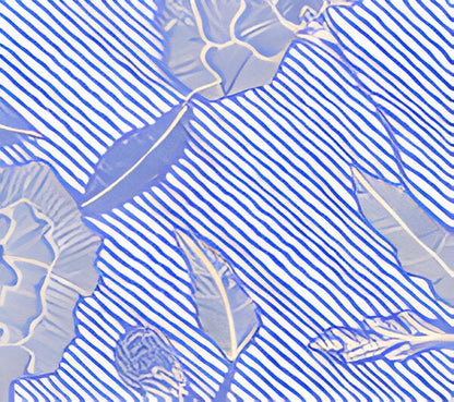 Flores II French Blue Cream fabric by China Seas
