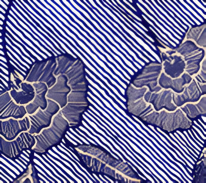 Flores II Navy Cream fabric by China Seas