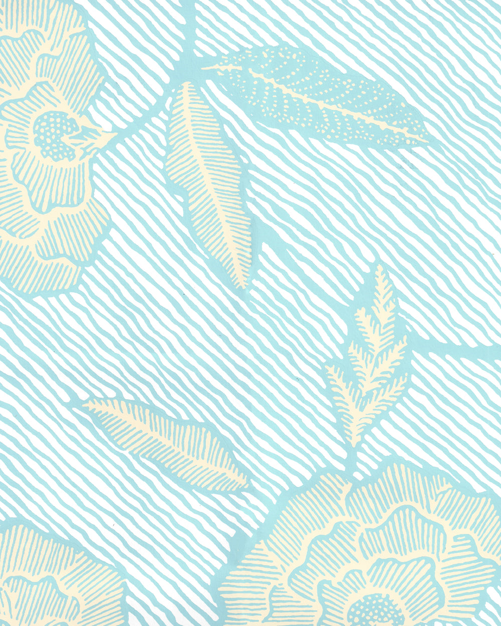 Flores II New Blue Cream on White wallpaper by China Seas