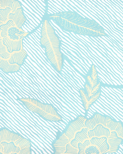 Flores II New Blue Cream on White wallpaper by China Seas