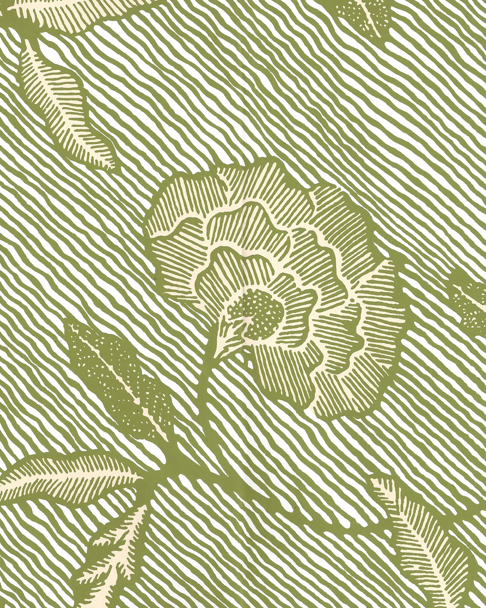 Flores II New Green Cream on White wallpaper by China Seas