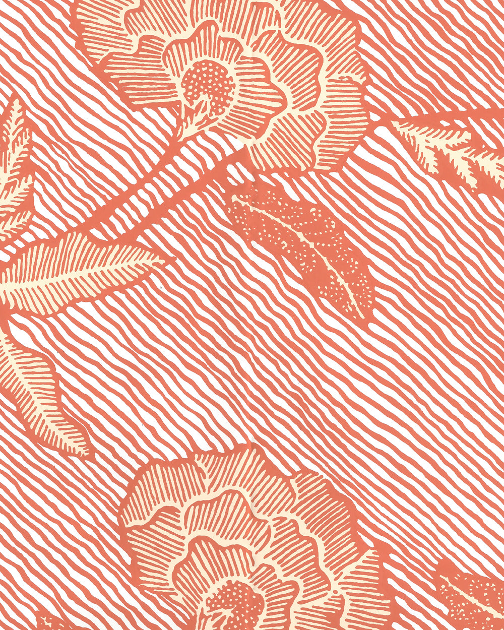 Flores II Orange Cream on White wallpaper by China Seas