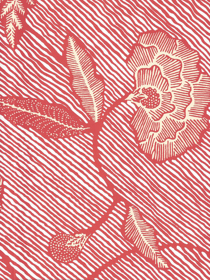 Flores II Magenta Cream on White wallpaper by China Seas