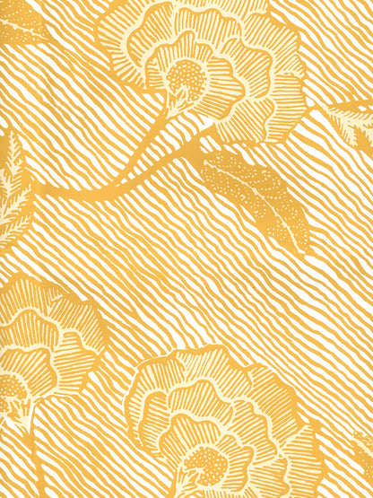 Flores II Inca Gold Cream on White wallpaper by China Seas