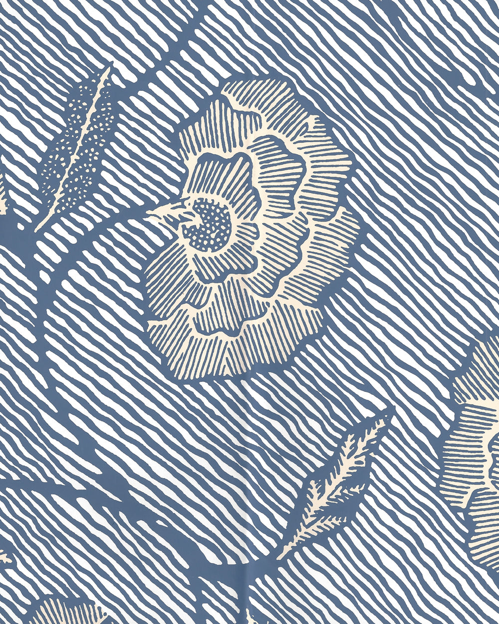 Flores II Multi Navy Cream on White wallpaper by China Seas