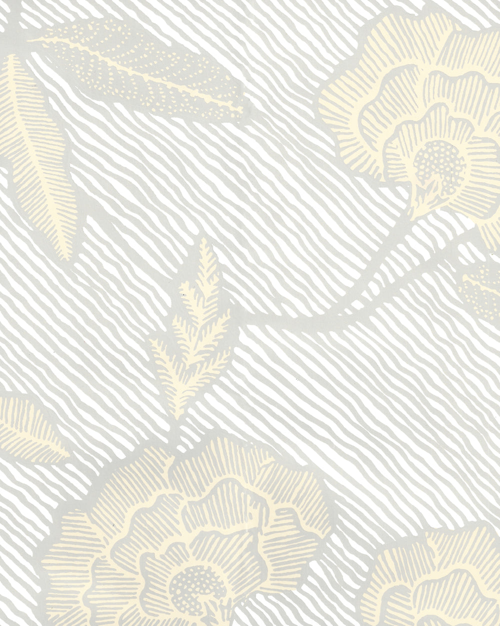 Flores II Gray Cream on White wallpaper by China Seas