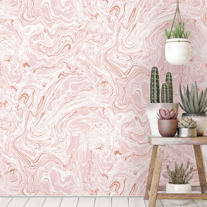 Flow Blush/White Wallpaper