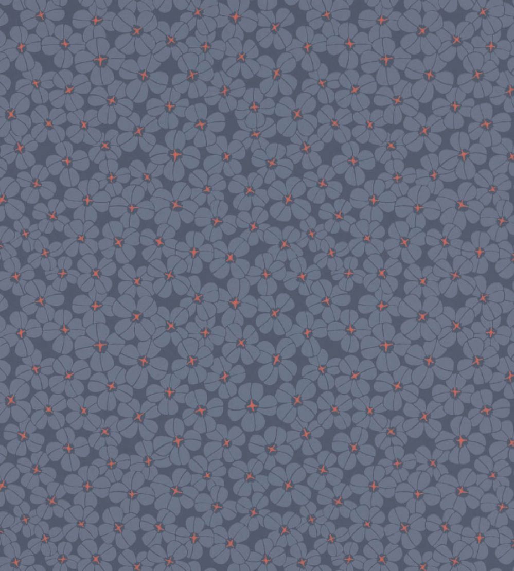Flower Shower Wallpaper by Langelid Von Bromssen Indigo