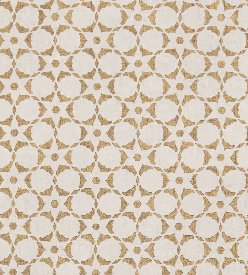 Flower Stencil Fabric by Vanderhurd Gold/Champignon